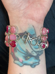 Benevolent Love Ruby, Rhodochrosite, and Pink Druzy Bracelet
