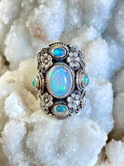 Blossoming Opal Ring - Floating Lotus