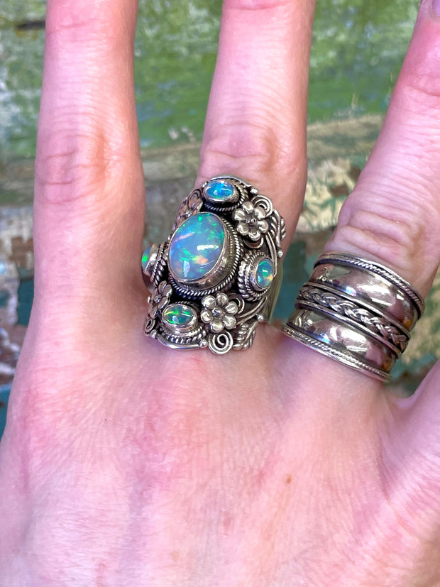 Blossoming Opal Ring - Floating Lotus