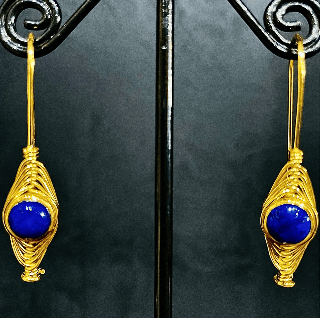 Gold Lapis Earrings