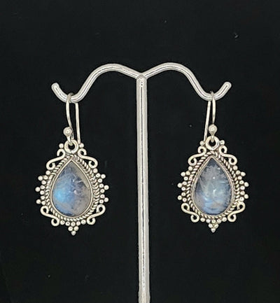Moonstone Earrings with Detailed Scrollwork