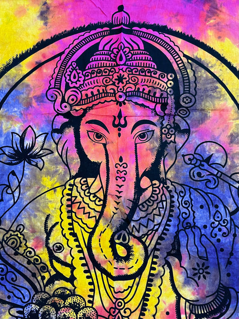 India Arts - Tie Dye Ganesh Tapestry 54x84