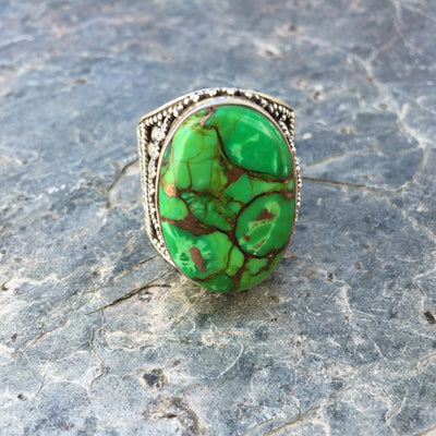 Green Turquoise - Boho Statement Ring