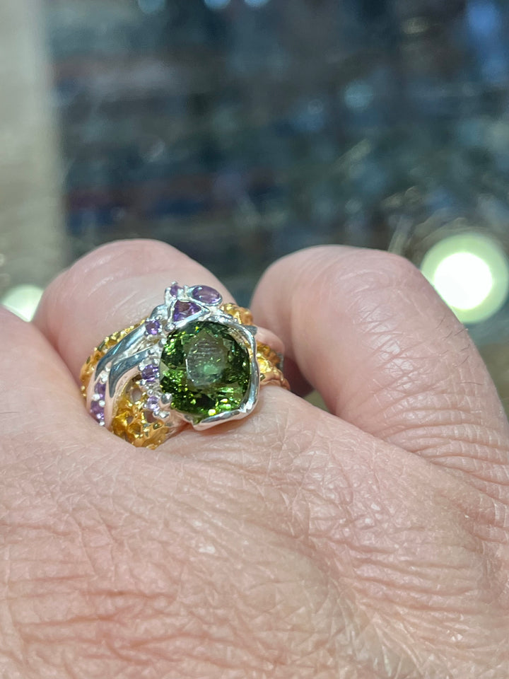 Semi Precious Green Tourmaline Ring