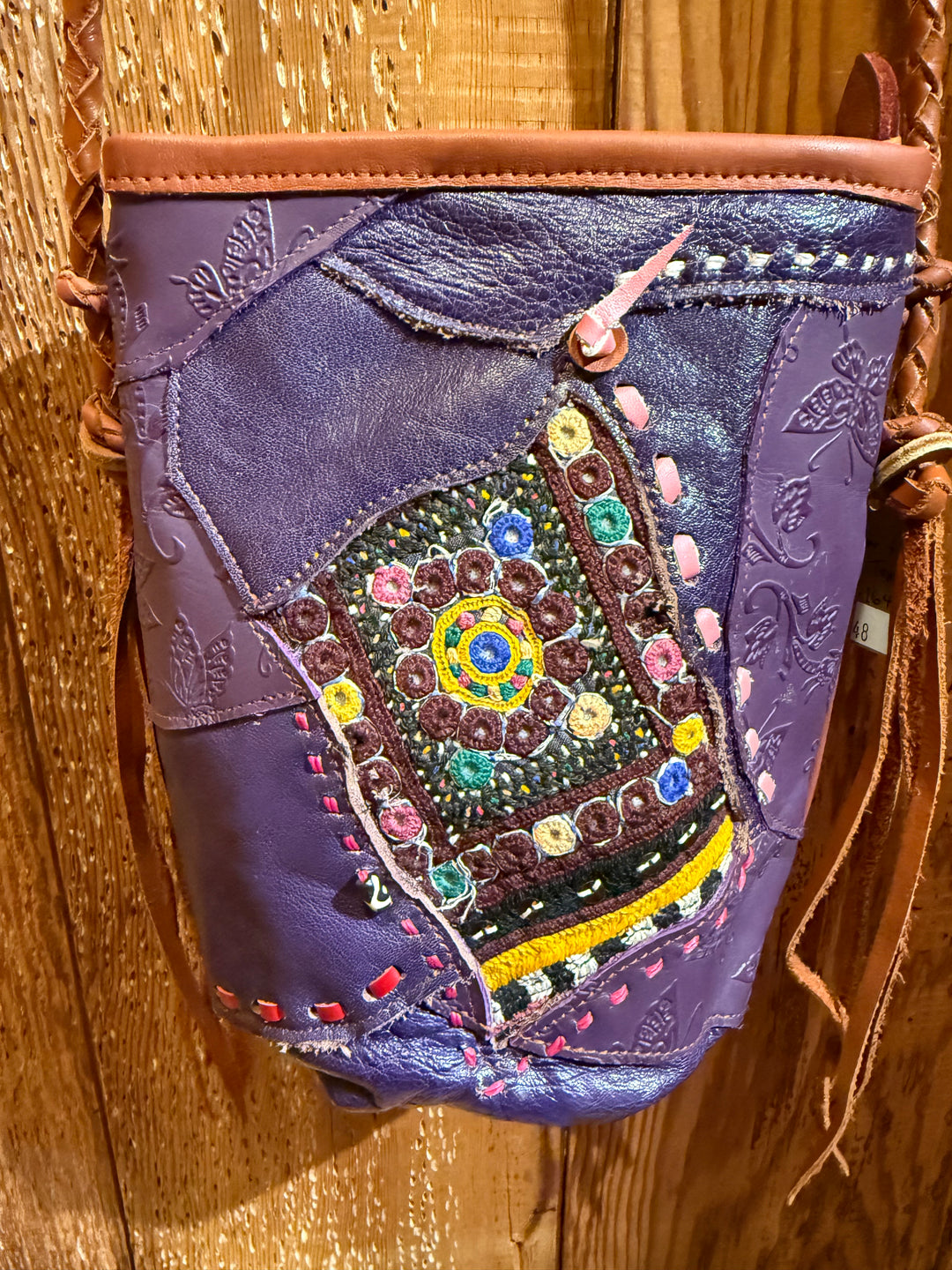Leather Antique Textile Purse