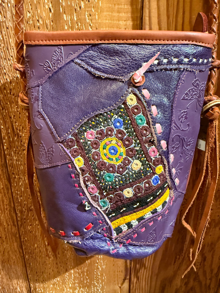 Leather Antique Textile Purse