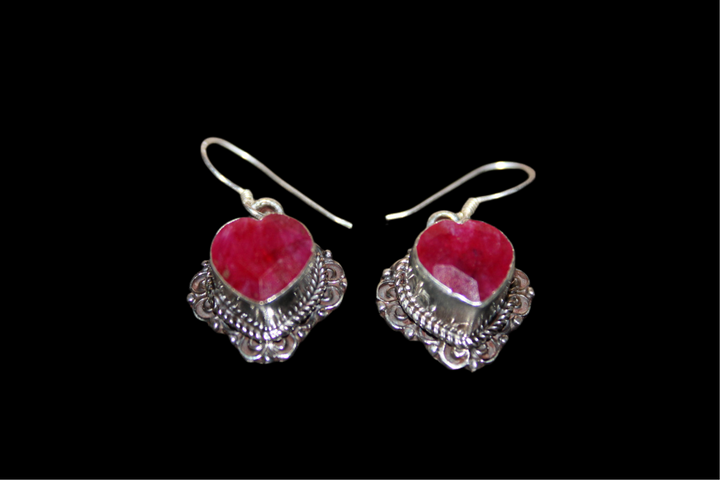 Ruby Heart Earrings