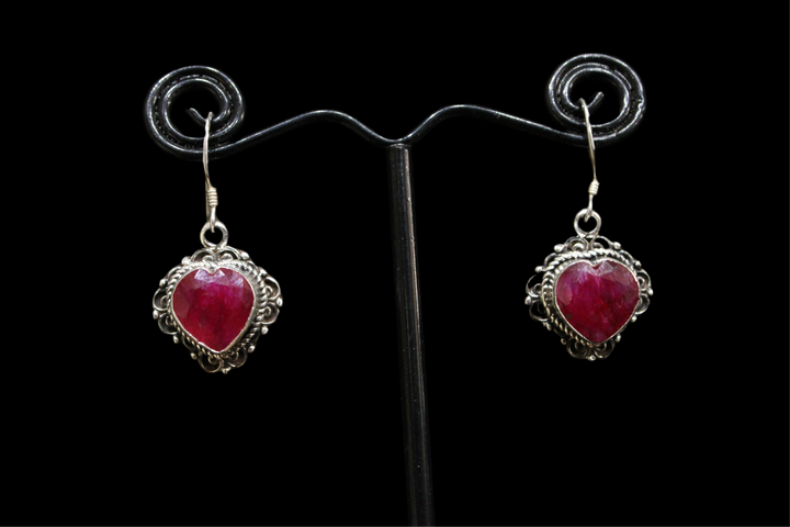 Ruby Heart Earrings