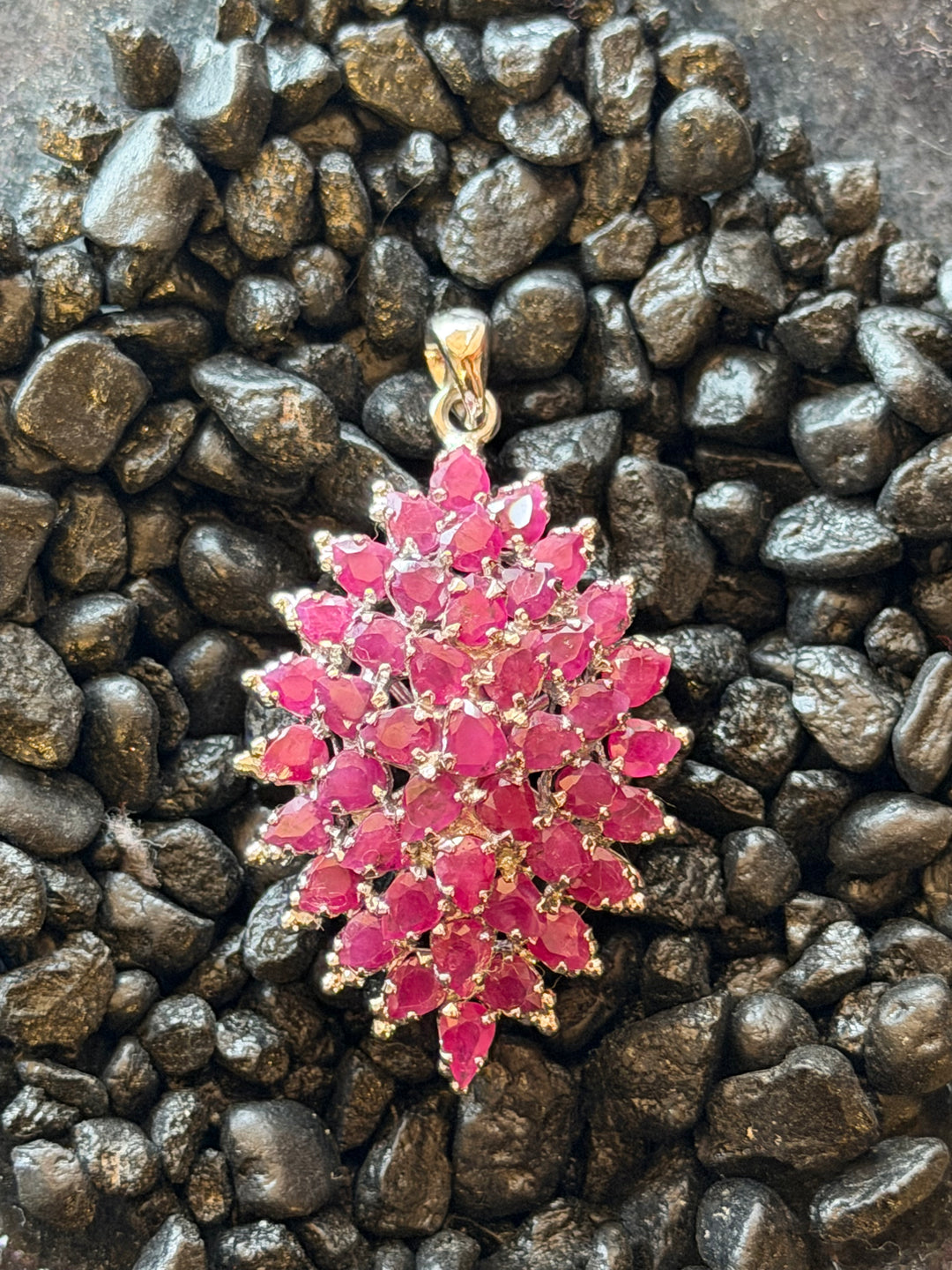 Gorgeous Ruby Cluster Pendent