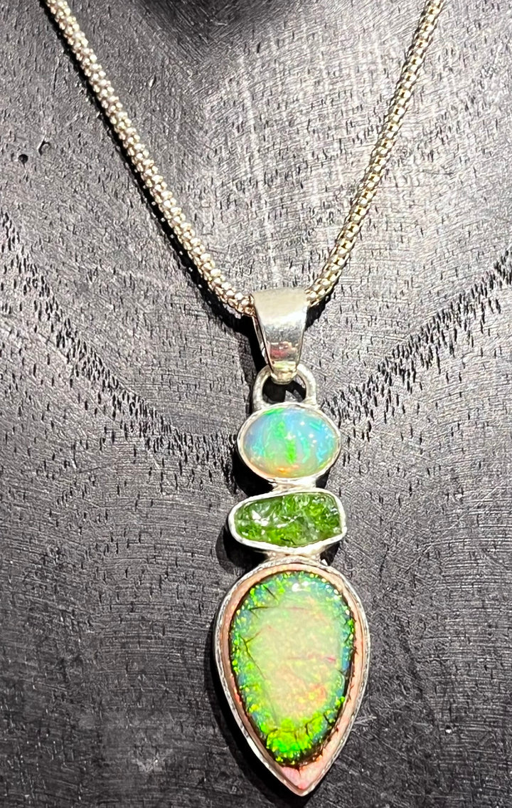 Opal Peridot & Bolder Opal Pendant