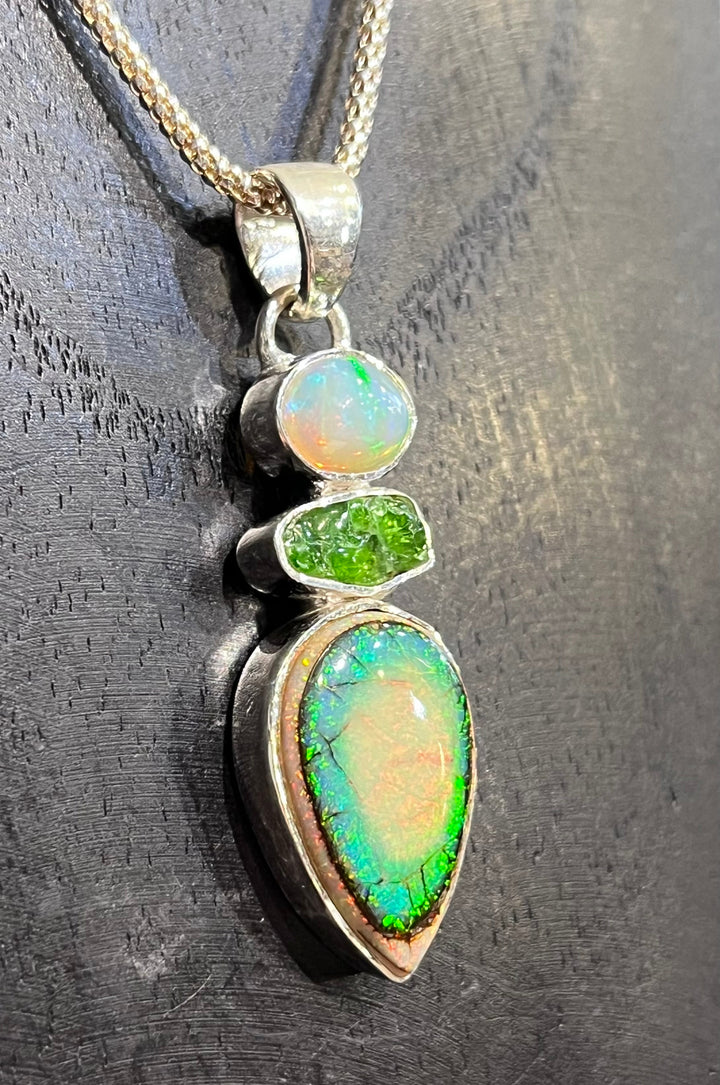 Opal Peridot & Bolder Opal Pendant