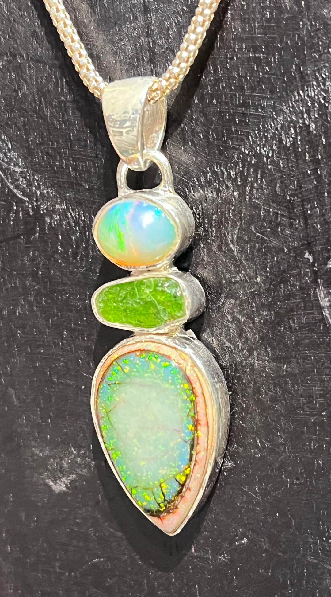 Opal Peridot & Bolder Opal Pendant