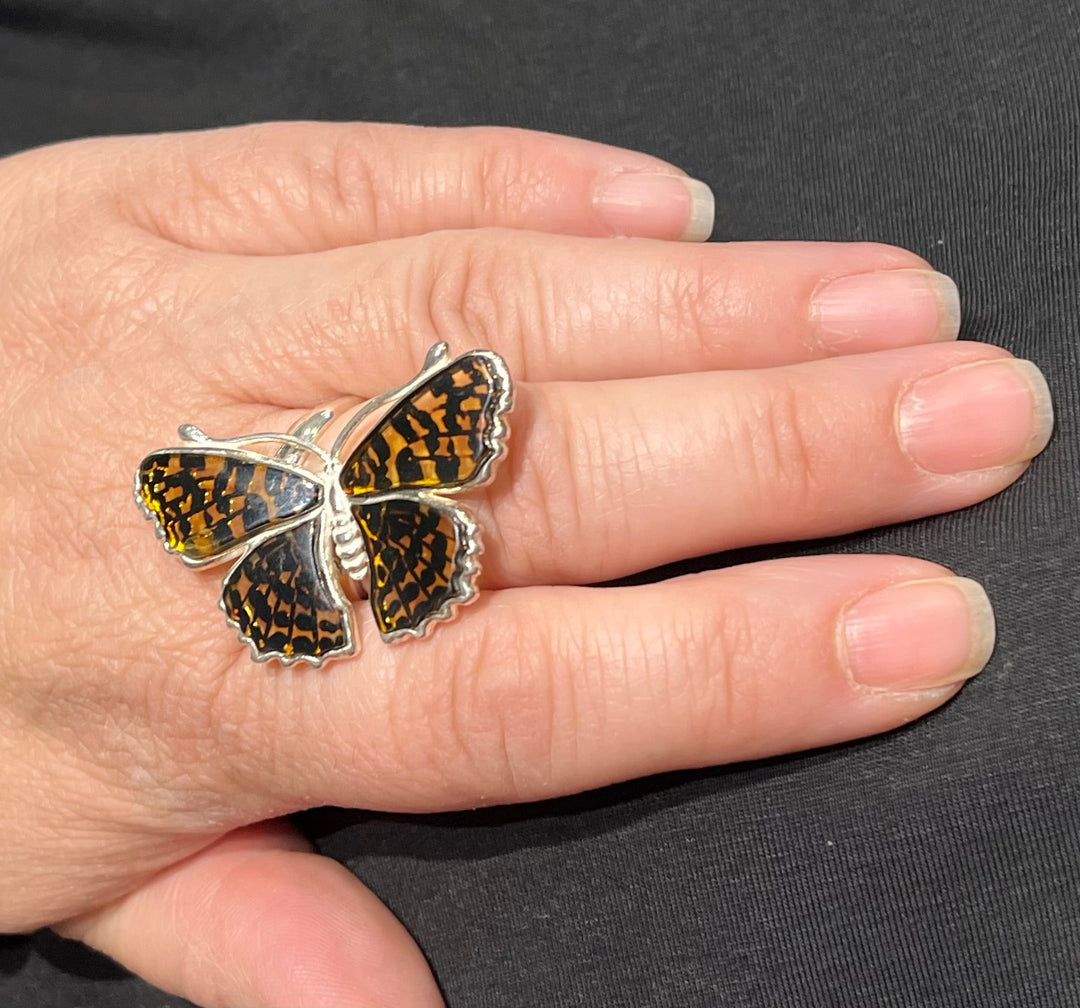 Amber Perching Butterfly Ring￼ - Floating Lotus