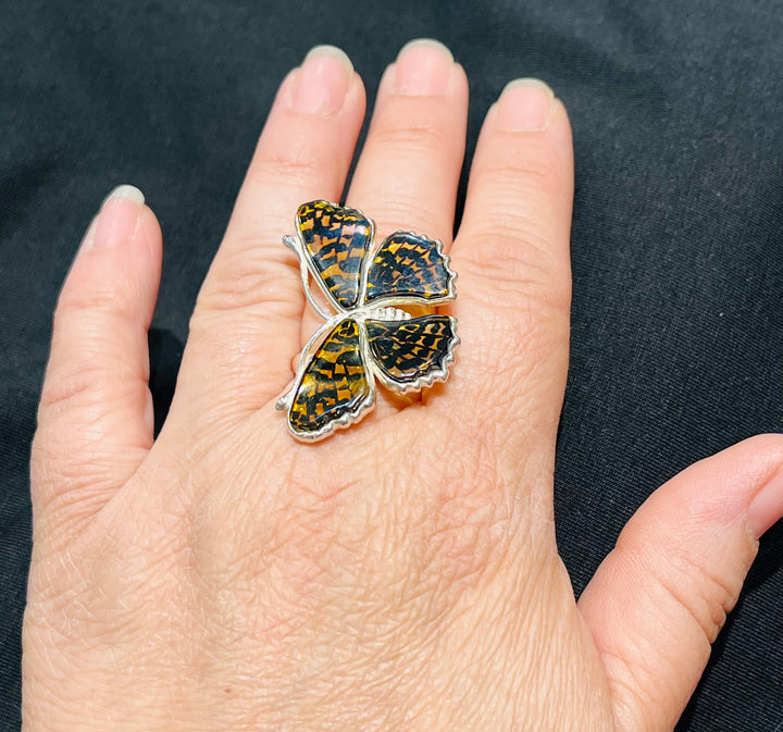 Amber Perching Butterfly Ring￼ - Floating Lotus
