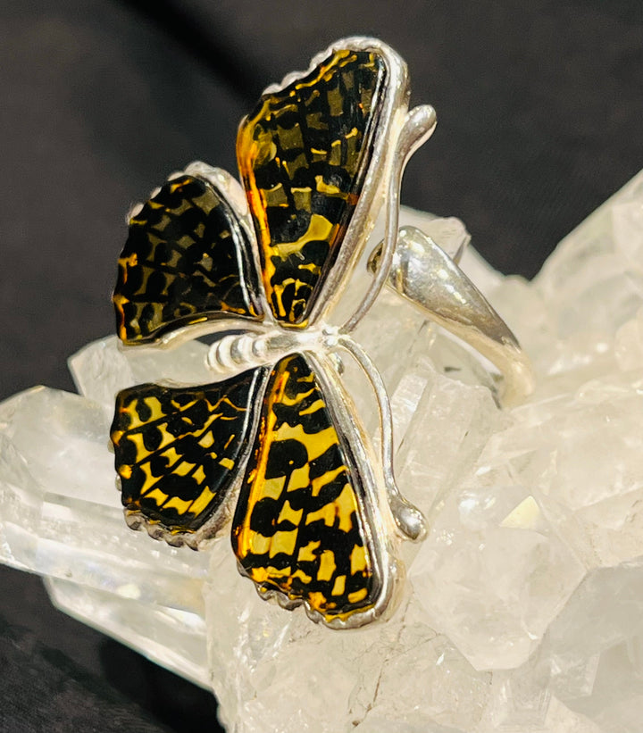 Amber Perching Butterfly Ring￼ - Floating Lotus