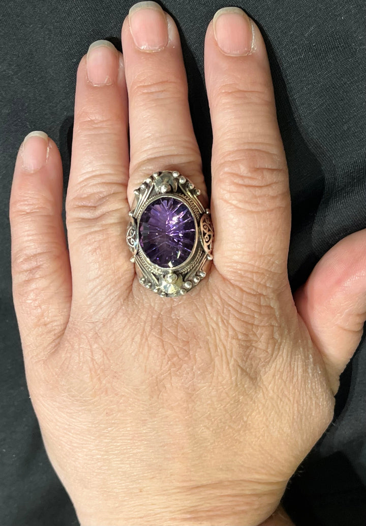 Amethyst Beehive Ring - Floating Lotus