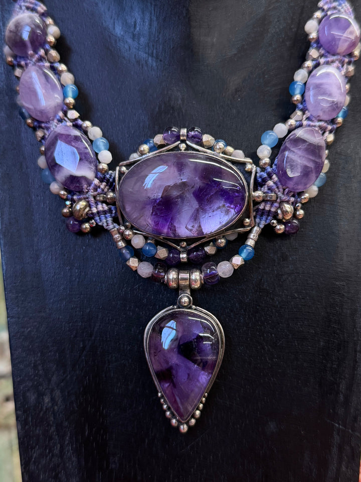 Amethyst Necklace - Floating Lotus