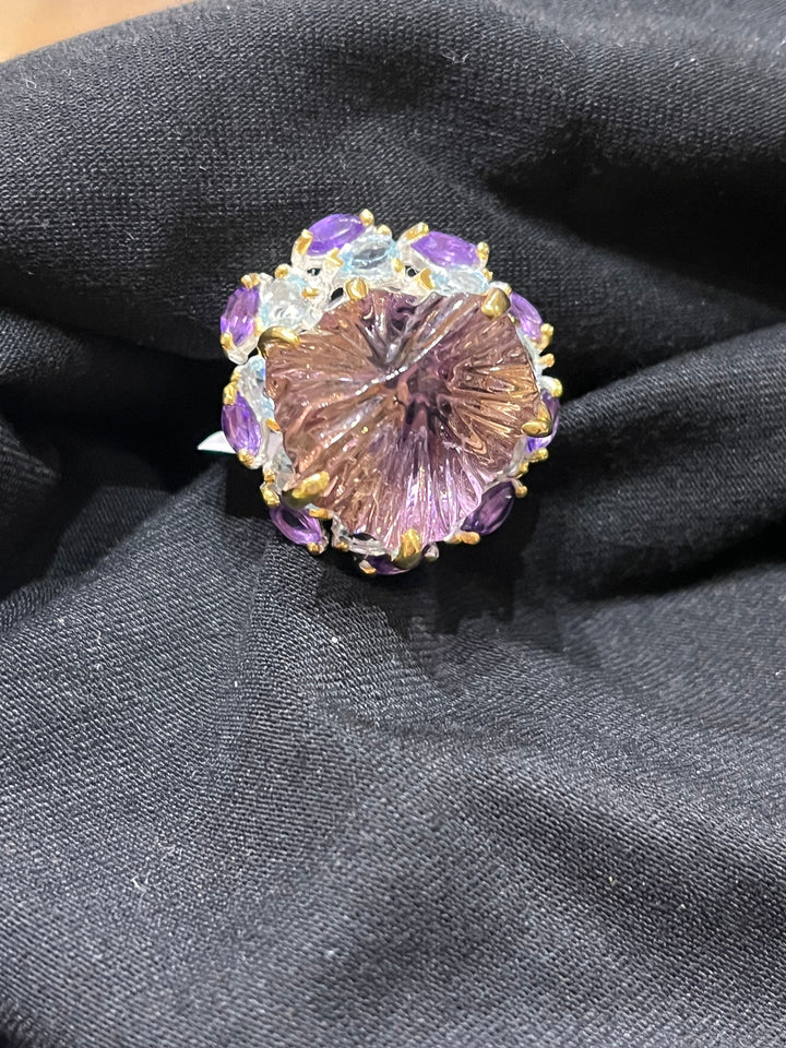 Ametrine Star Ring - Floating Lotus