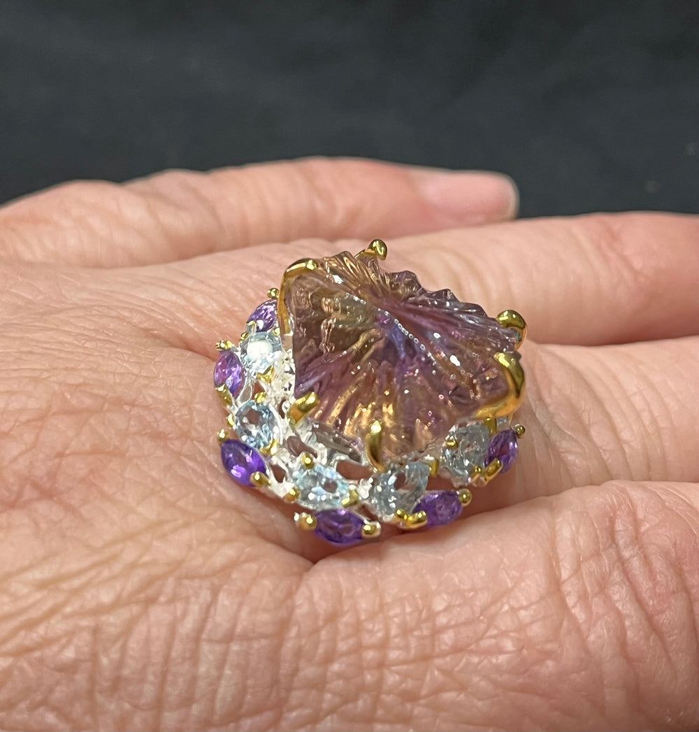Ametrine Star Ring - Floating Lotus