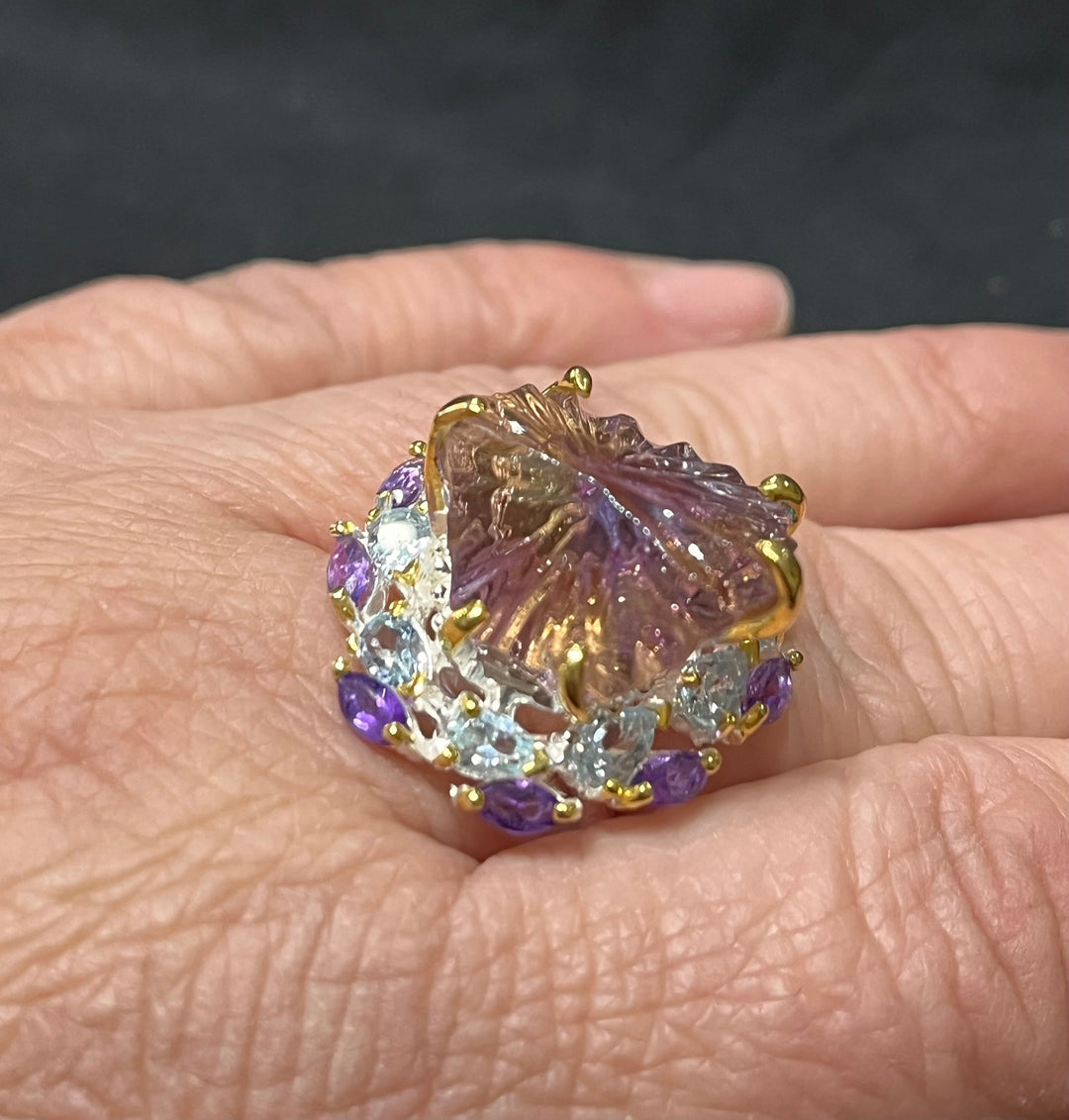 Ametrine Star Ring - Floating Lotus