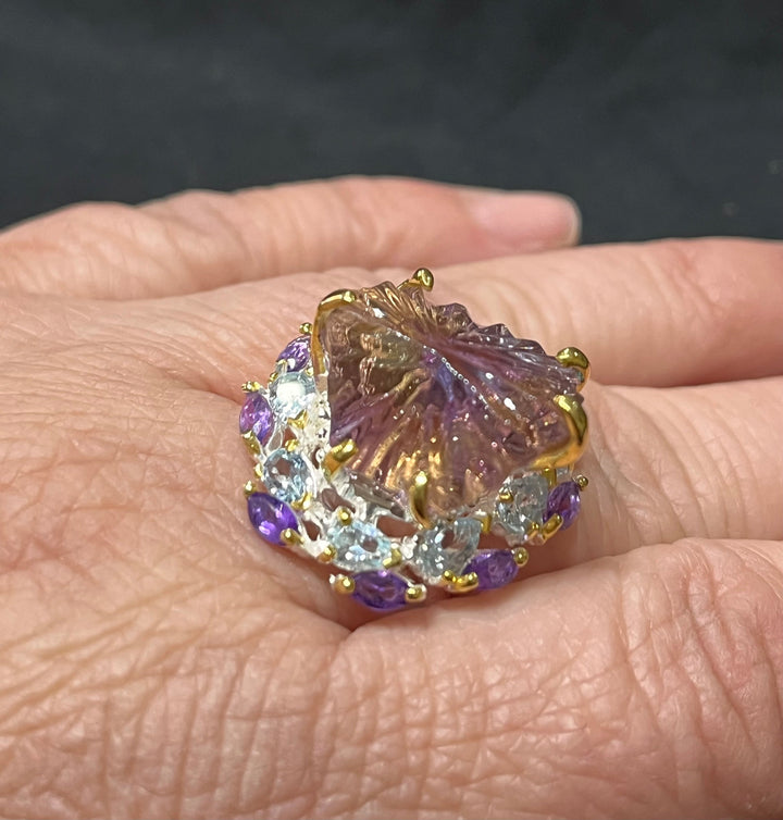 Ametrine Star Ring - Floating Lotus