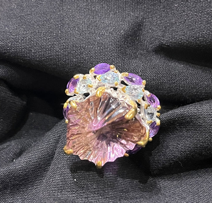 Ametrine Star Ring - Floating Lotus