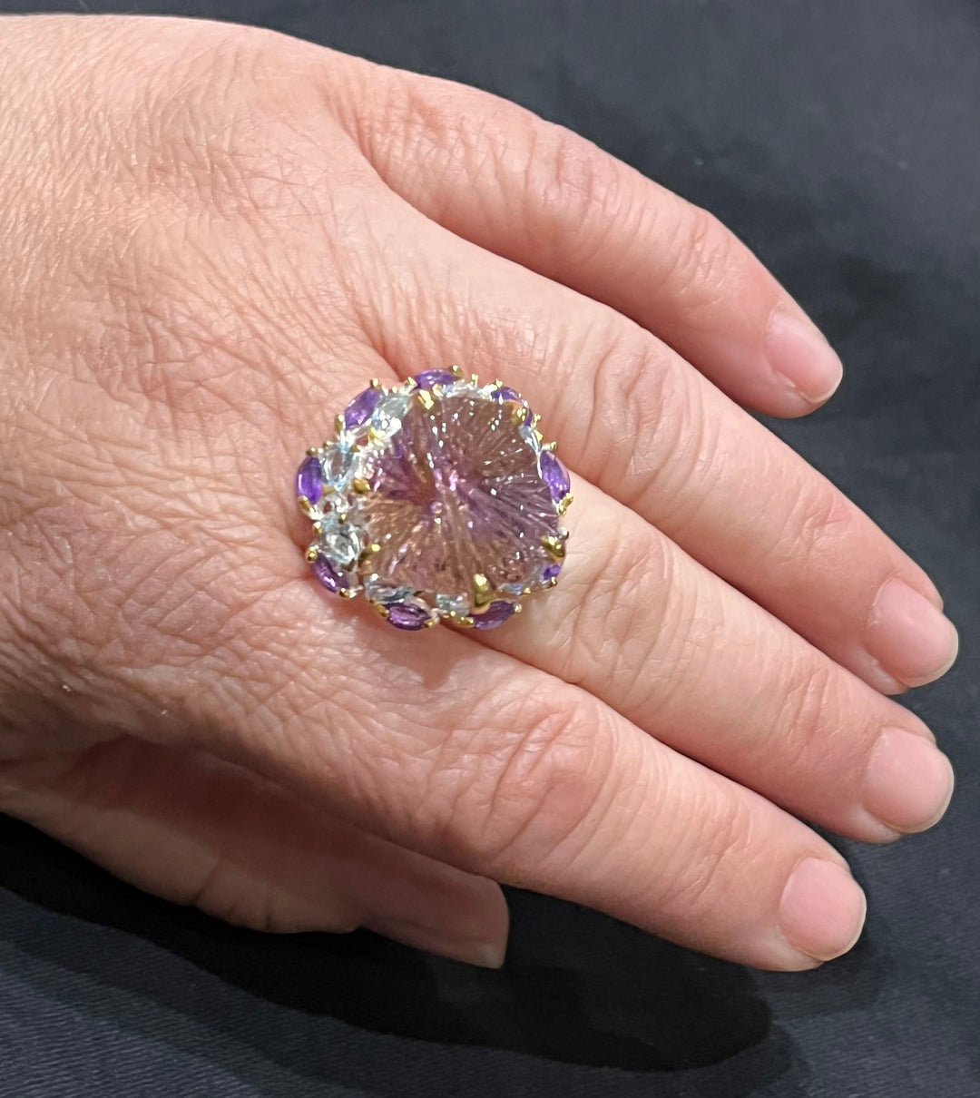 Ametrine Star Ring - Floating Lotus