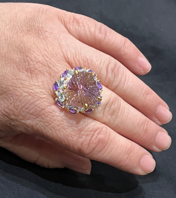 Ametrine Star Ring - Floating Lotus