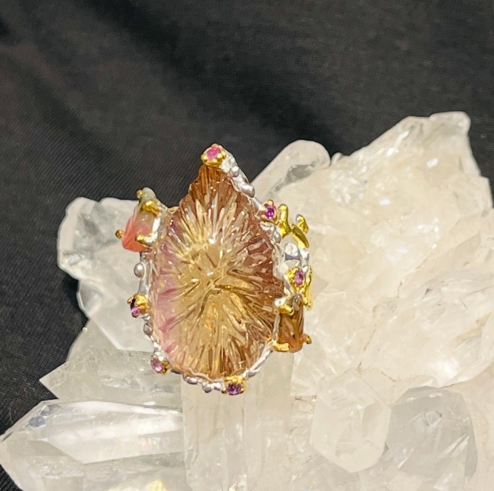 Ametrine Time Traveller Ring - Floating Lotus