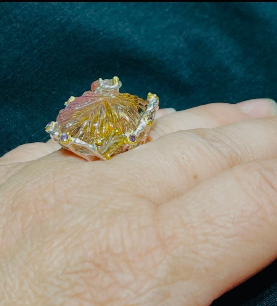 Ametrine Time Traveller Ring - Floating Lotus