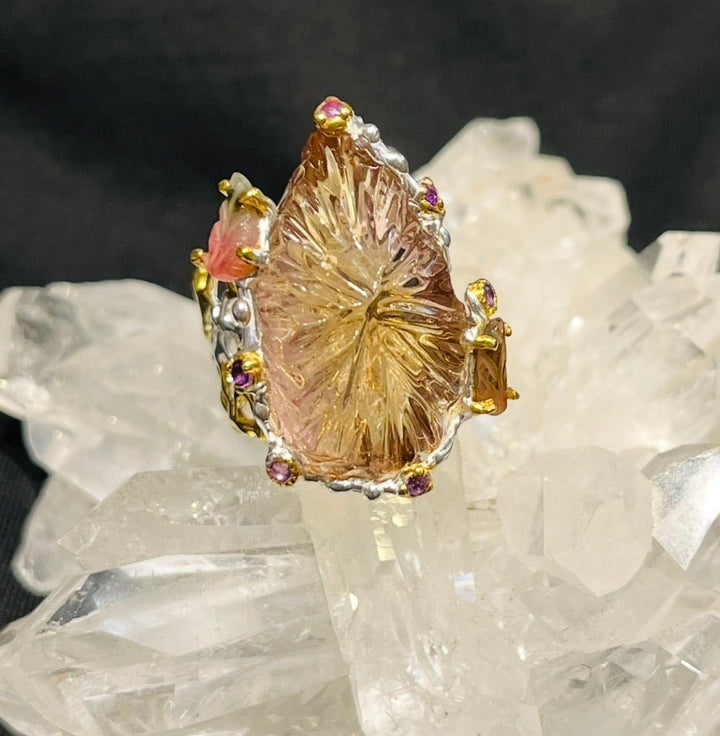 Ametrine Time Traveller Ring - Floating Lotus