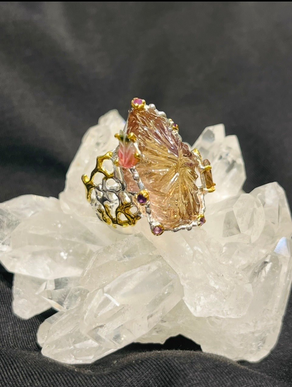Ametrine Time Traveller Ring - Floating Lotus