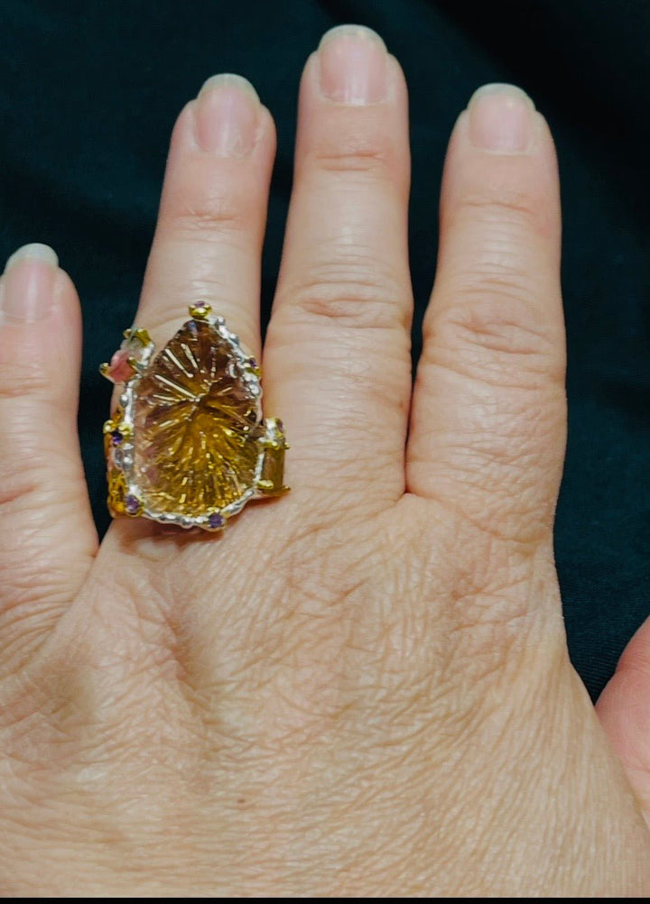 Ametrine Time Traveller Ring - Floating Lotus