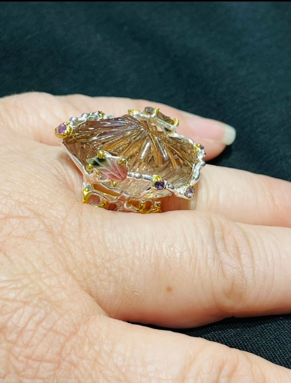 Ametrine Time Traveller Ring - Floating Lotus
