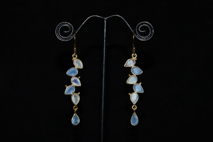 Aquamarine and Moonstone Earrings - Floating Lotus