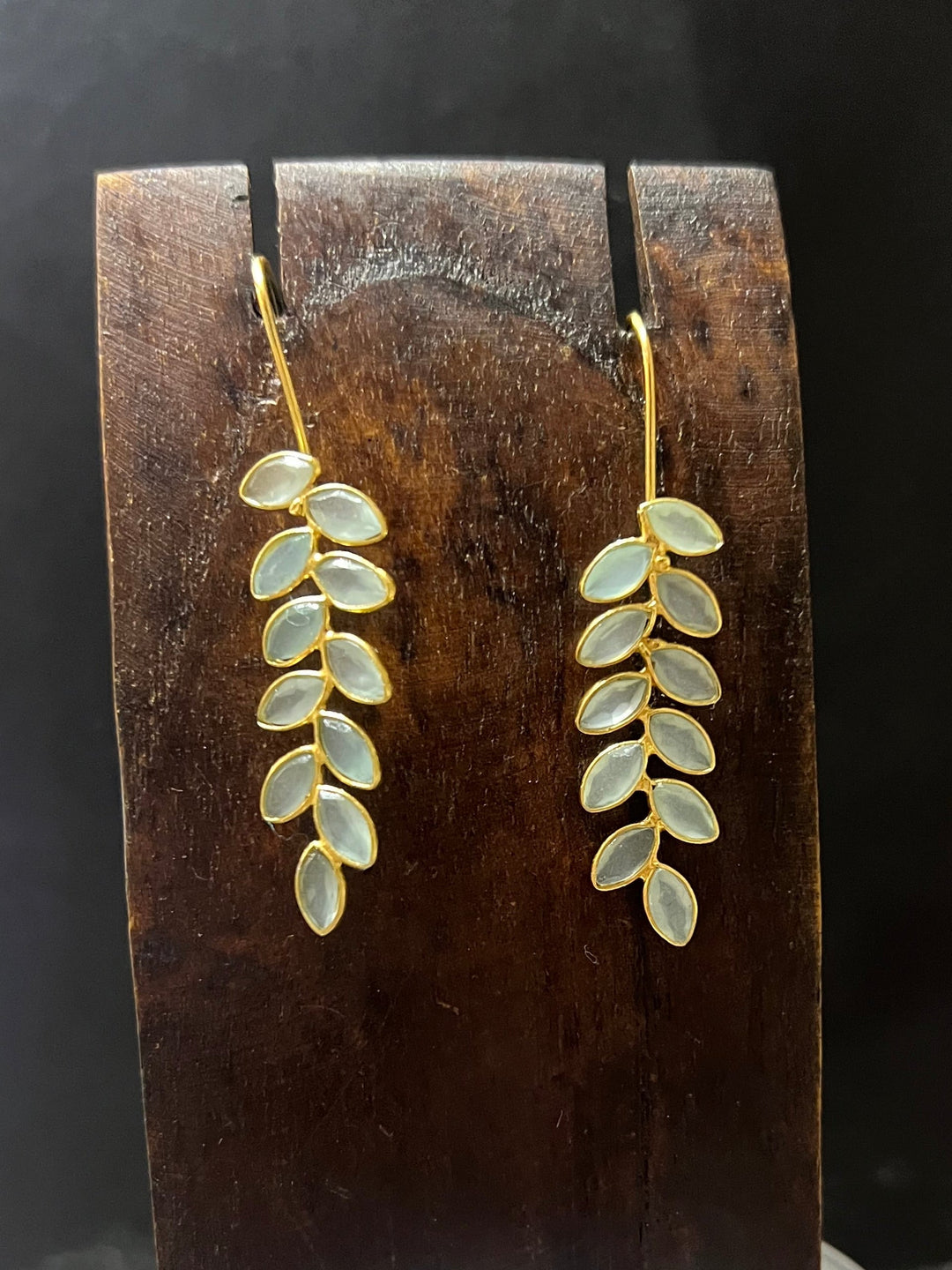 Aquamarine Wisteria Gold Earrings - Floating Lotus