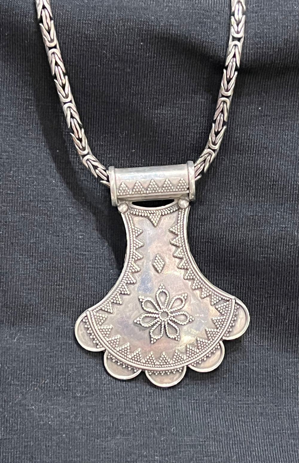 Banjara Tribal Shield Flower Pendant - Floating Lotus