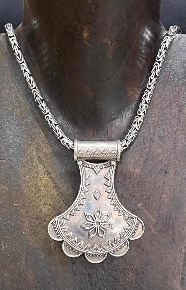 Banjara Tribal Shield Flower Pendant - Floating Lotus