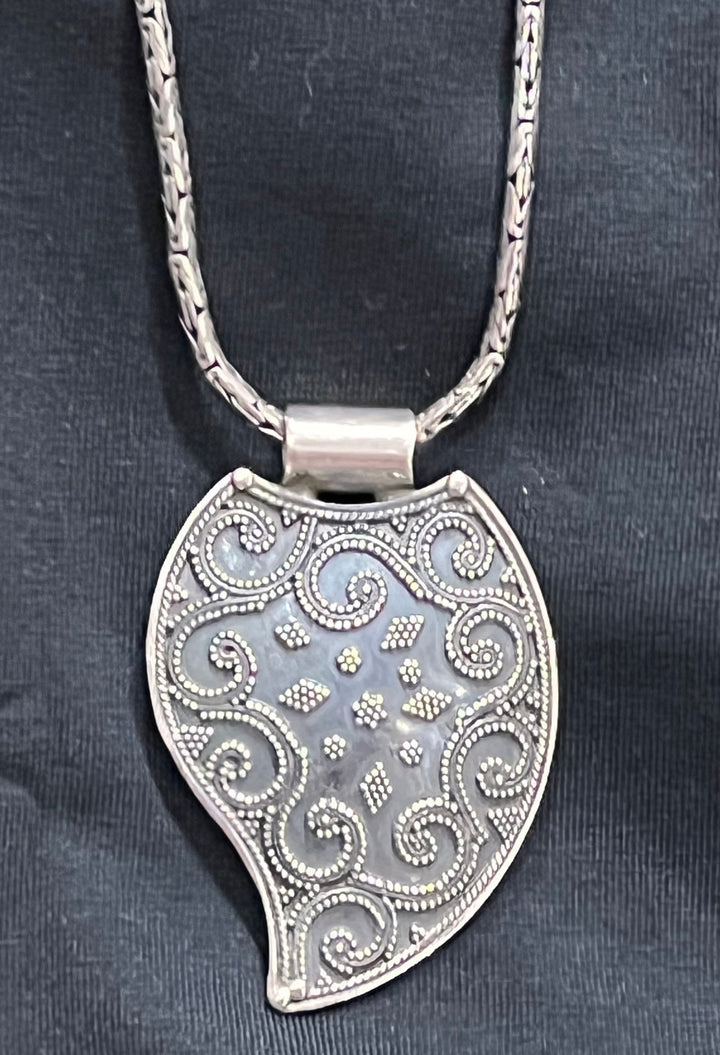Banjara Tribal Shield Leaf Pendant - Floating Lotus