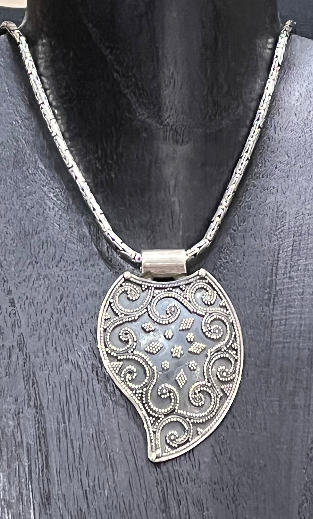 Banjara Tribal Shield Leaf Pendant - Floating Lotus