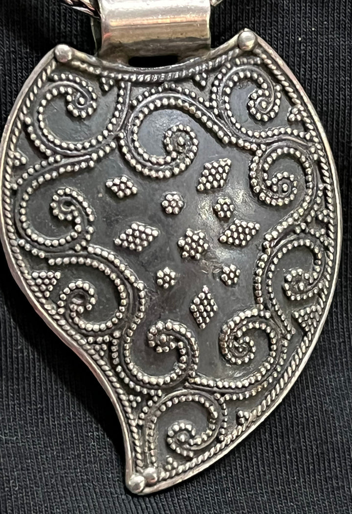 Banjara Tribal Shield Leaf Pendant - Floating Lotus