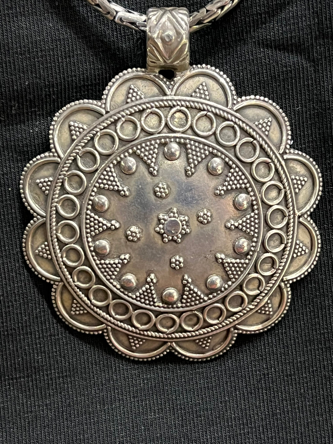 Banjara Tribal Shield Sun Pendant - Floating Lotus