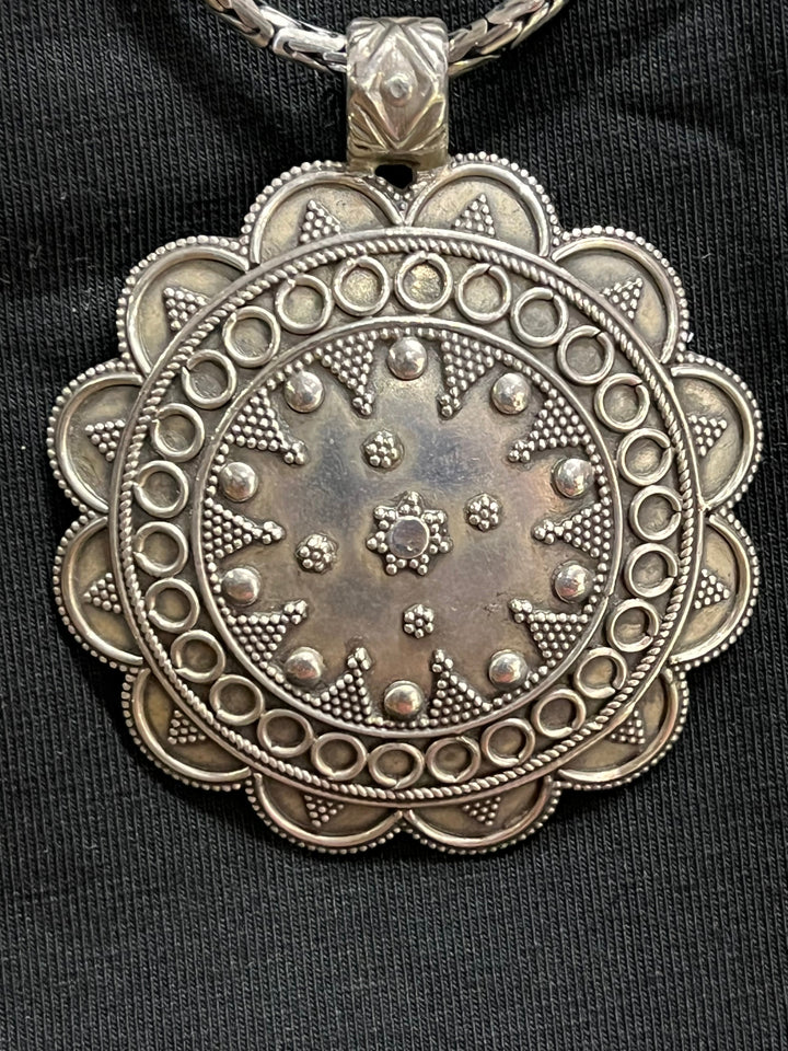 Banjara Tribal Shield Sun Pendant - Floating Lotus