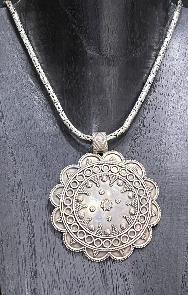 Banjara Tribal Shield Sun Pendant - Floating Lotus