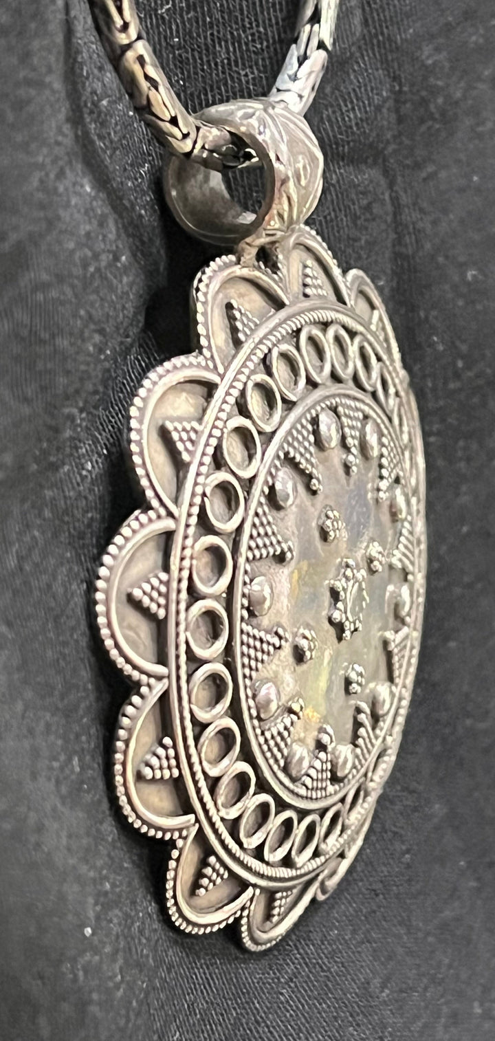 Banjara Tribal Shield Sun Pendant - Floating Lotus