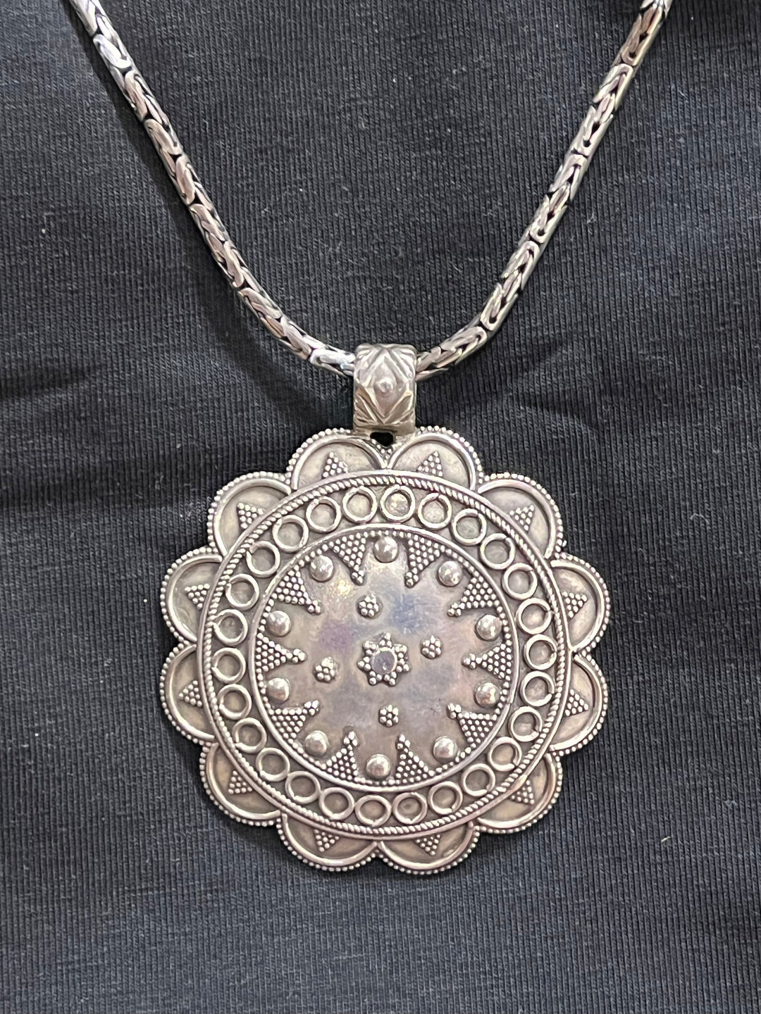 Banjara Tribal Shield Sun Pendant - Floating Lotus