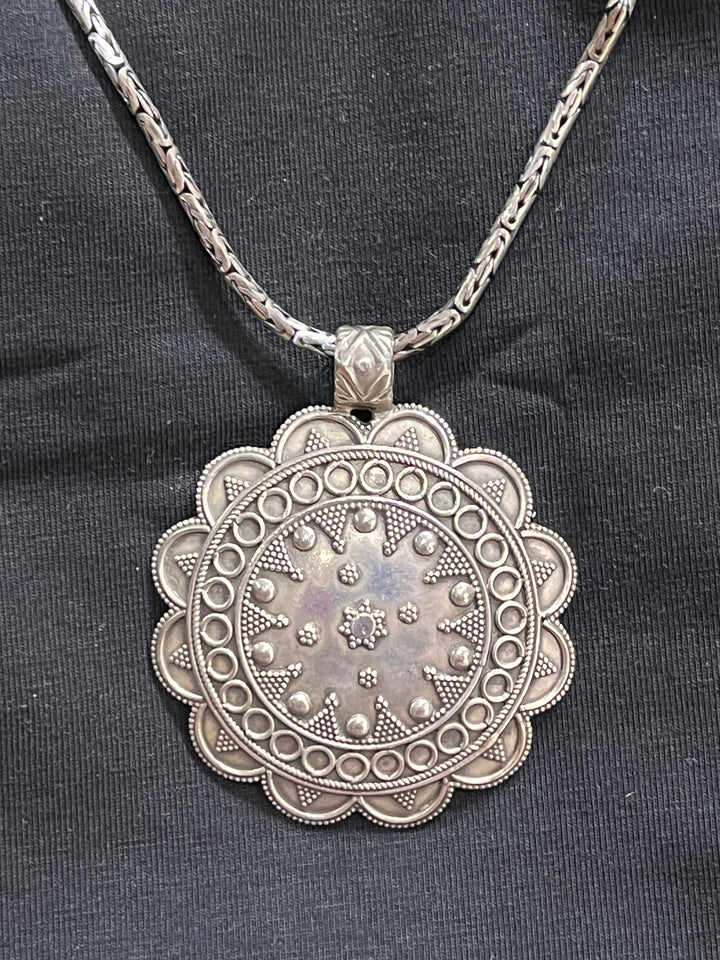 Banjara Tribal Shield Sun Pendant - Floating Lotus