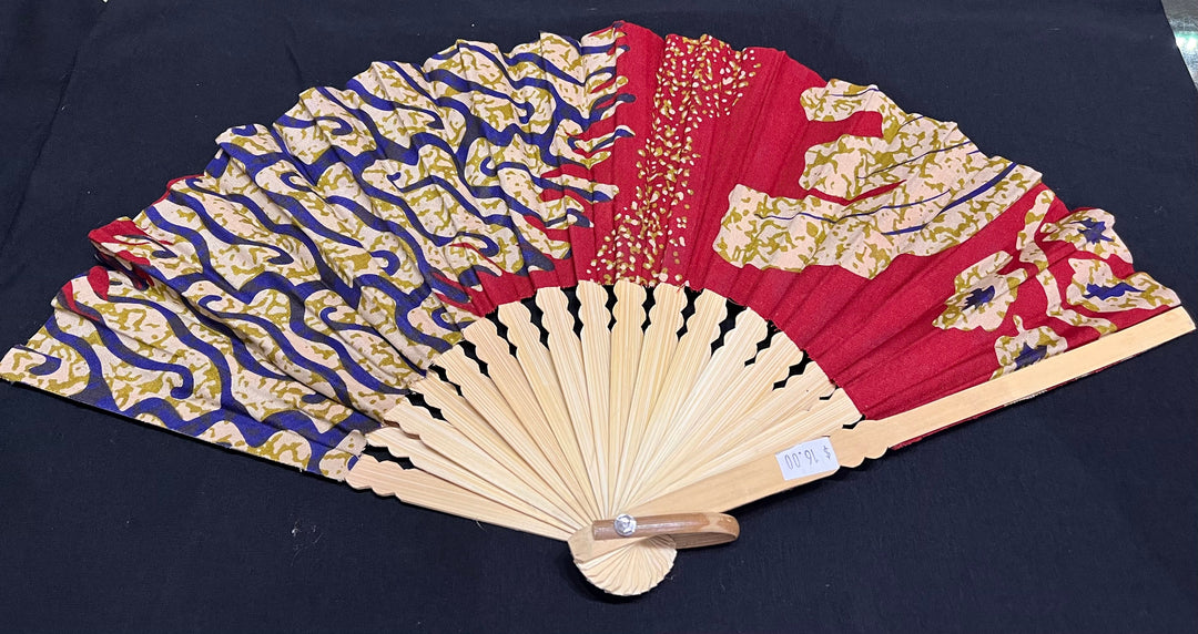 Batik Hand Fan - Floating Lotus