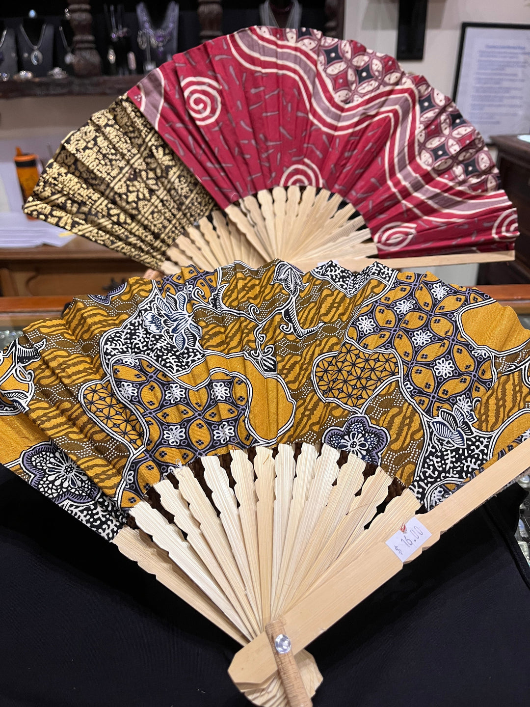 Batik Hand Fan - Floating Lotus