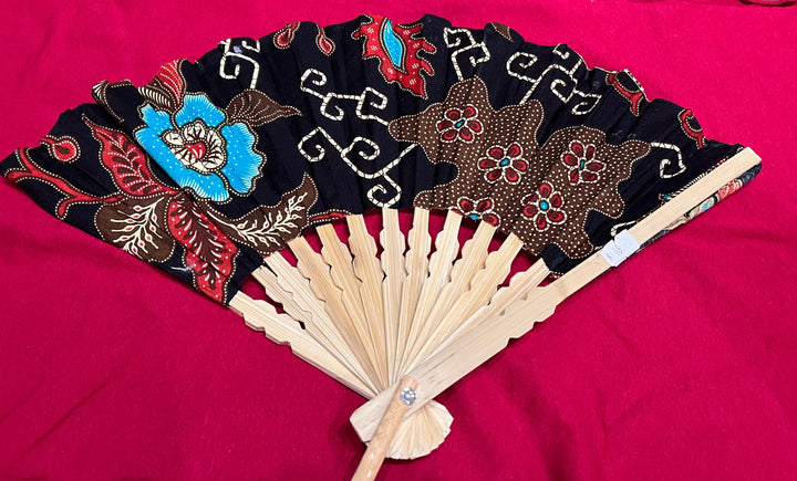 Batik Hand Fan - Floating Lotus